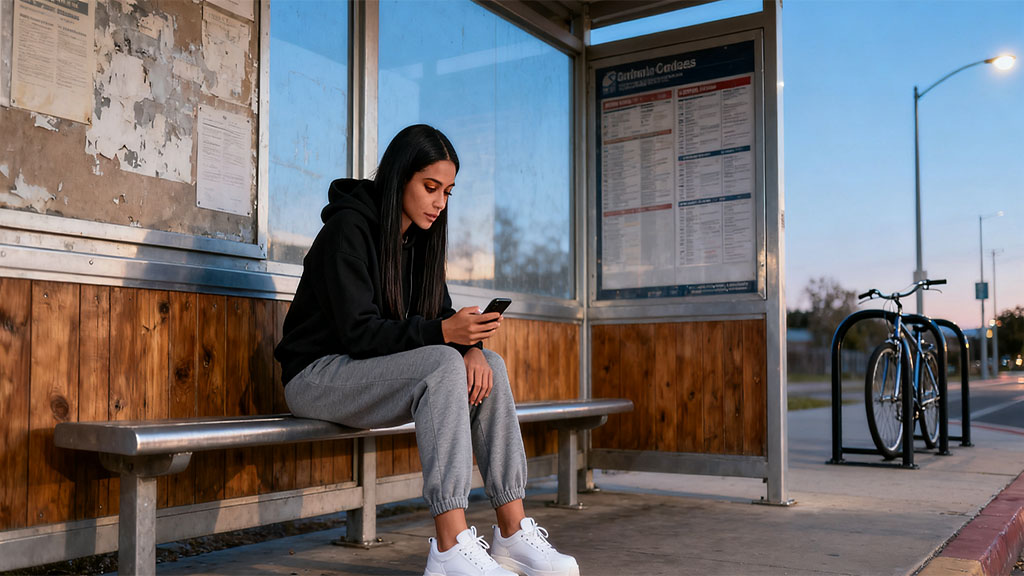 A Fleeting Moment at the Bus Stop